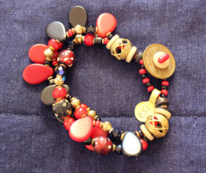 1800’s eye beads and czech glass 3 strand bracelet