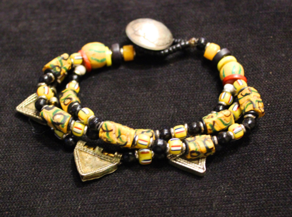 Rare 18thC venetian fancy bead and telsum bead 3 strand bracelet